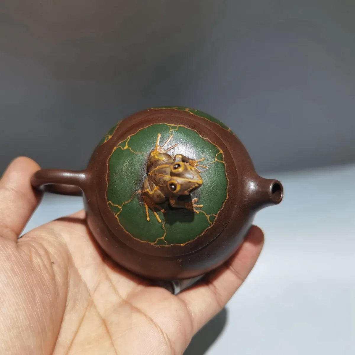 Chinese Yixing Zisha Clay Teapot Purple Mud Frog Tray Pot Jiang Rong 160ml