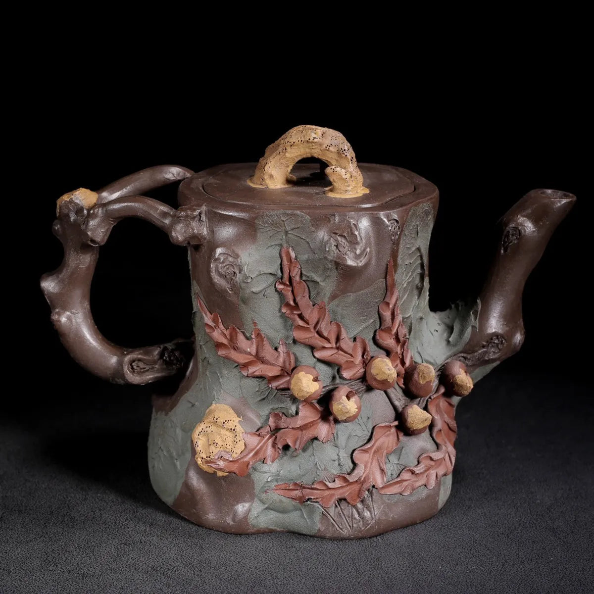 Chinese Yixing Zisha Clay Teapot Purple Mud Tree Stump Pot Jiang Rong 800ml