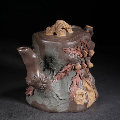 Chinese Yixing Zisha Clay Teapot Purple Mud Tree Stump Pot Jiang Rong 800ml