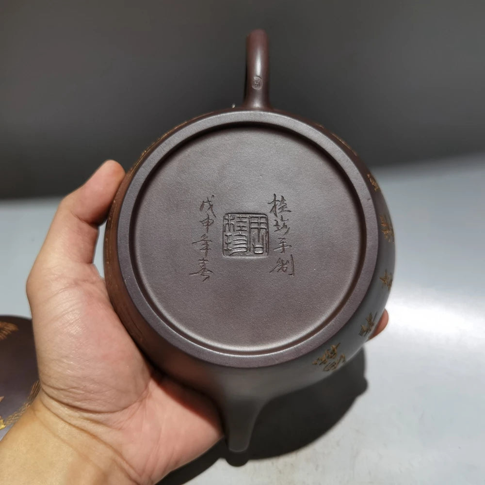 Chinese Yixing Zisha Clay Teapot  Quotations Pot Zhou Guizhen 380ml