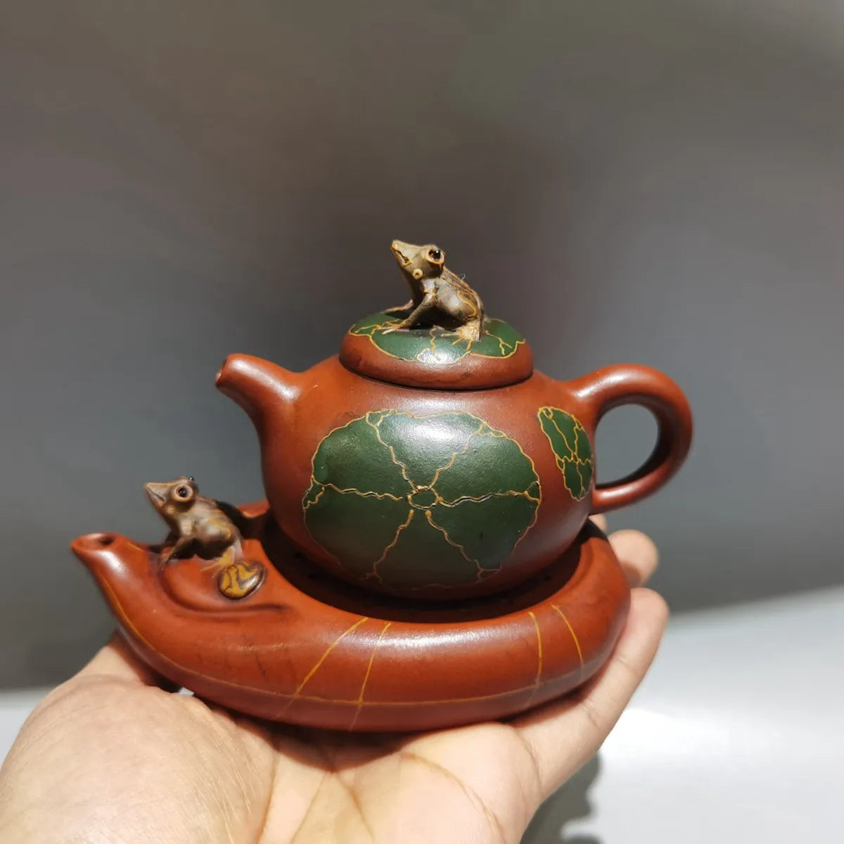 Chinese Yixing Zisha Clay Teapot Red Mud Frog Tray Pot Jiang Rong 160ml