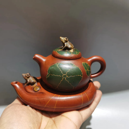 Chinese Yixing Zisha Clay Teapot Red Mud Frog Tray Pot Jiang Rong 160ml
