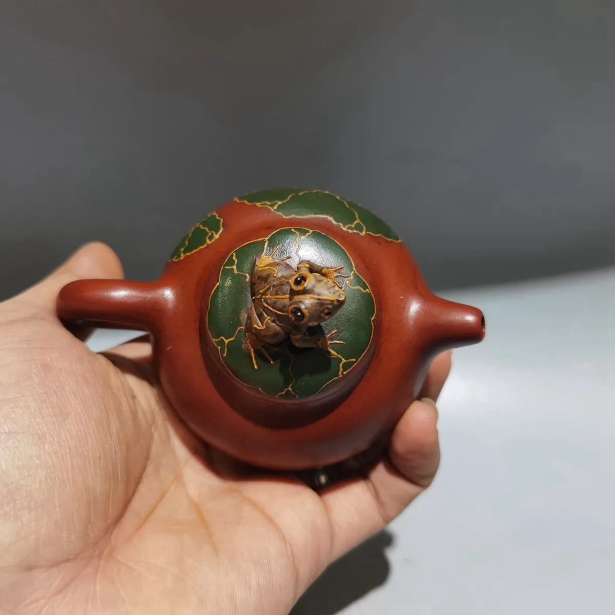 Chinese Yixing Zisha Clay Teapot Red Mud Frog Tray Pot Jiang Rong 160ml