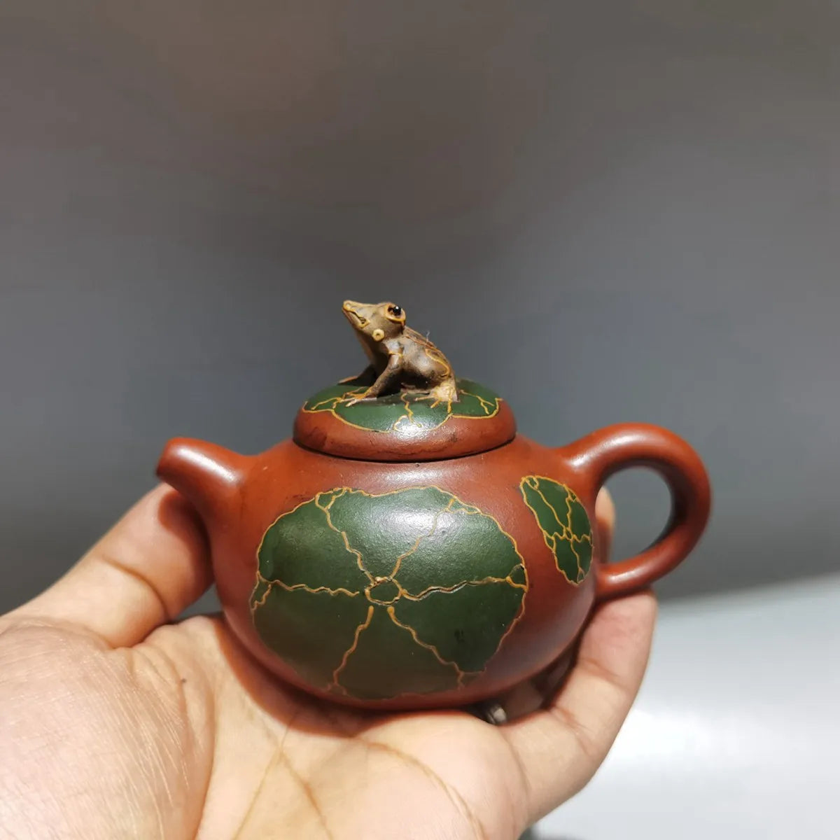 Chinese Yixing Zisha Clay Teapot Red Mud Frog Tray Pot Jiang Rong 160ml