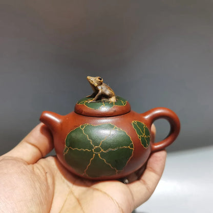 Chinese Yixing Zisha Clay Teapot Red Mud Frog Tray Pot Jiang Rong 160ml