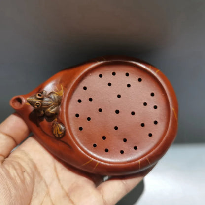 Chinese Yixing Zisha Clay Teapot Red Mud Frog Tray Pot Jiang Rong 160ml