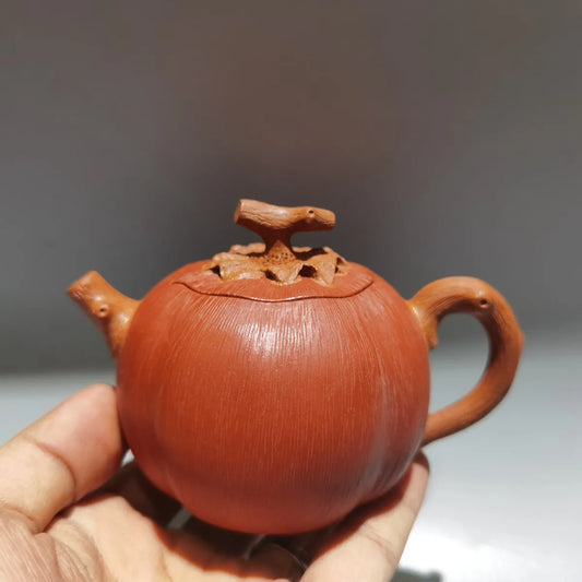 Chinese Yixing Zisha Clay Teapot Red Mud Persimmon Pot Chen Mingyuan 120ml