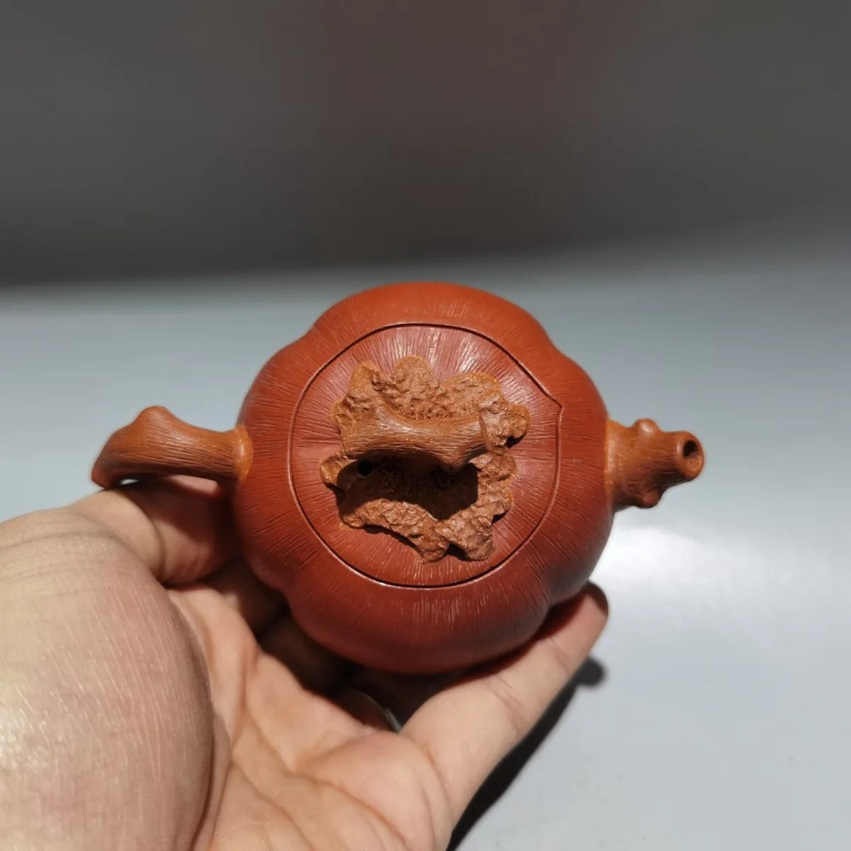 Chinese Yixing Zisha Clay Teapot Red Mud Persimmon Pot Chen Mingyuan 120ml