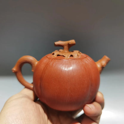 Chinese Yixing Zisha Clay Teapot Red Mud Persimmon Pot Chen Mingyuan 120ml