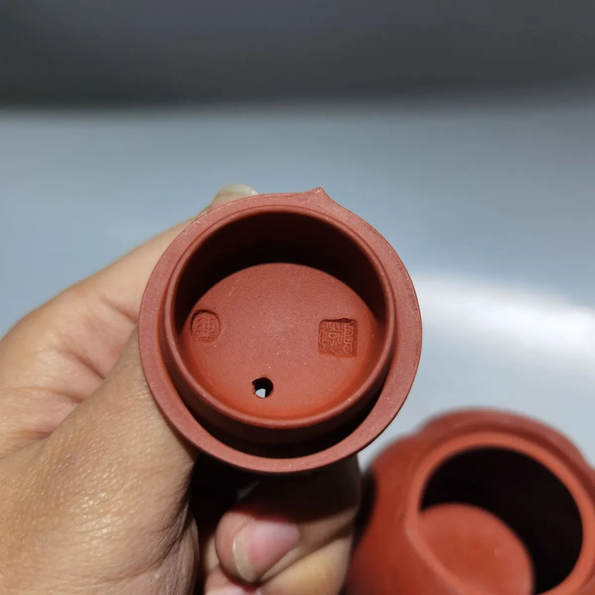 Chinese Yixing Zisha Clay Teapot Red Mud Persimmon Pot Chen Mingyuan 120ml