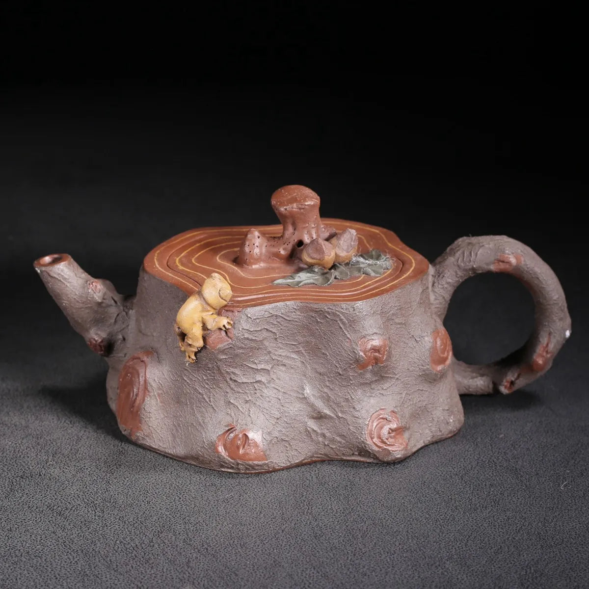 Chinese Yixing Zisha Clay Teapot Red Mud Tree Stump Pot Chen Mingyuan 350ml