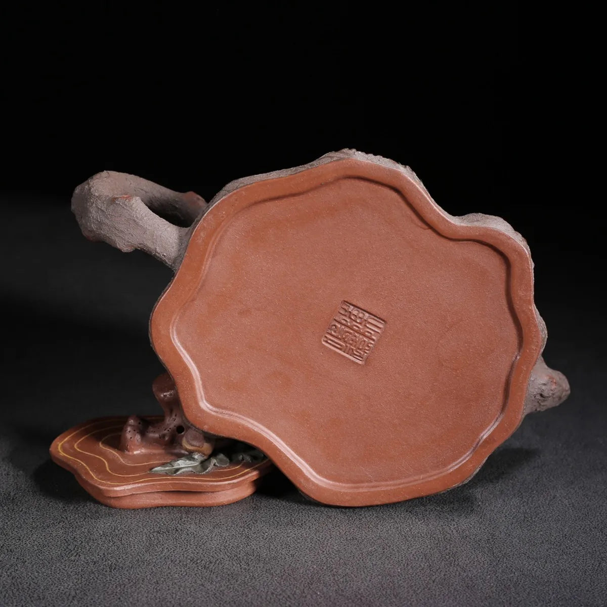 Chinese Yixing Zisha Clay Teapot Red Mud Tree Stump Pot Chen Mingyuan 350ml