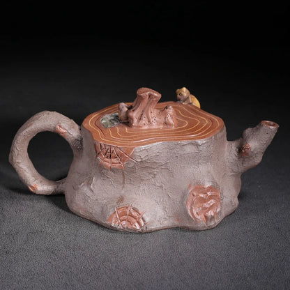 Chinese Yixing Zisha Clay Teapot Red Mud Tree Stump Pot Chen Mingyuan 350ml