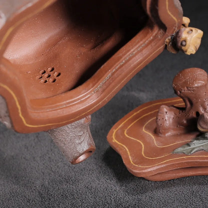 Chinese Yixing Zisha Clay Teapot Red Mud Tree Stump Pot Chen Mingyuan 350ml