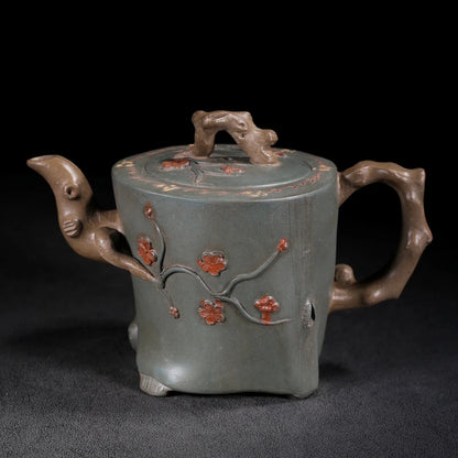 Chinese Yixing Zisha Clay Teapot  Red Plum Tree Stake Pot  Jiang Rong 450ml