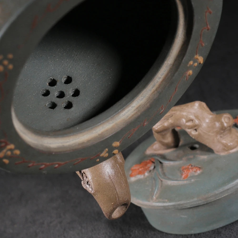 Chinese Yixing Zisha Clay Teapot  Red Plum Tree Stake Pot  Jiang Rong 450ml