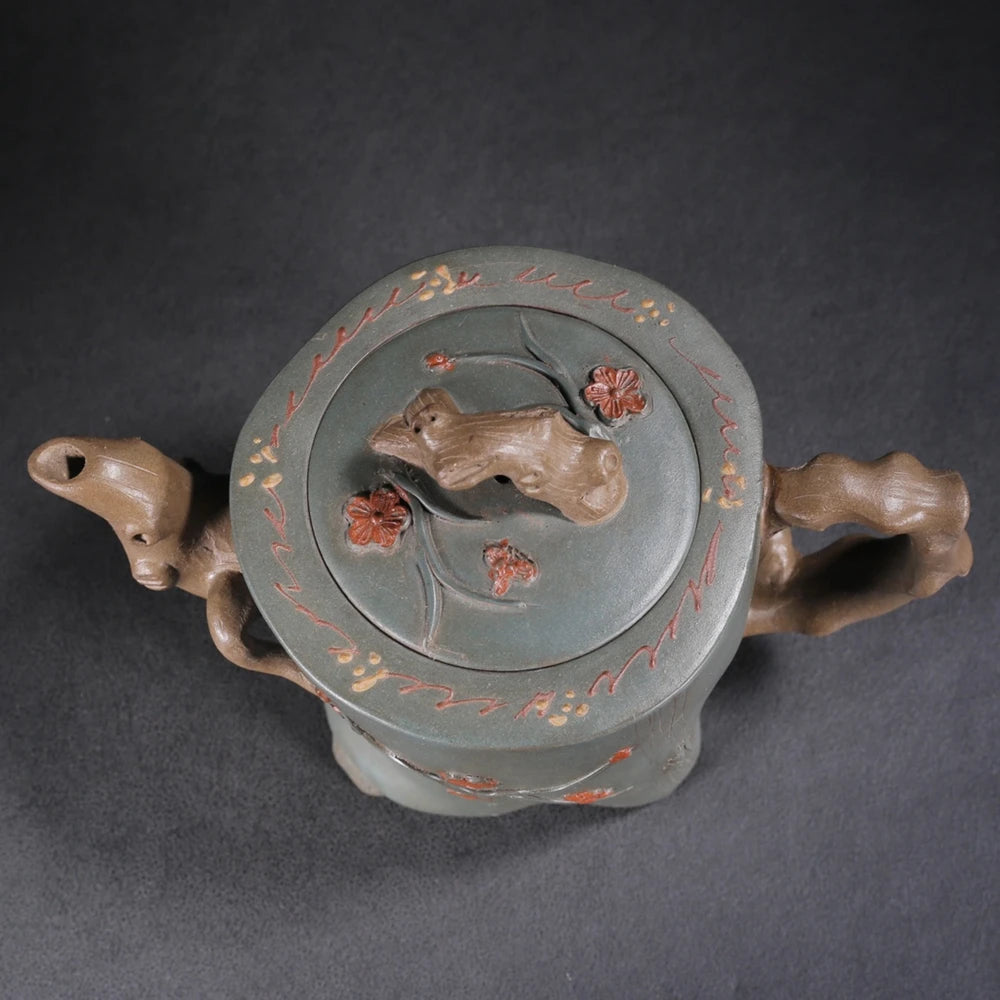 Chinese Yixing Zisha Clay Teapot  Red Plum Tree Stake Pot  Jiang Rong 450ml