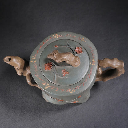 Chinese Yixing Zisha Clay Teapot  Red Plum Tree Stake Pot  Jiang Rong 450ml