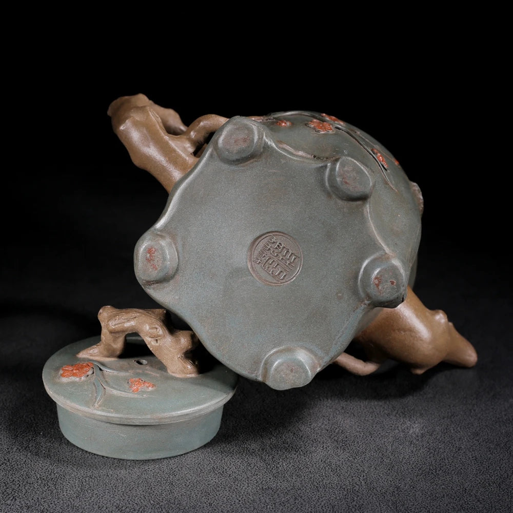 Chinese Yixing Zisha Clay Teapot  Red Plum Tree Stake Pot  Jiang Rong 450ml