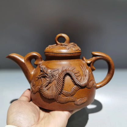 Chinese Yixing Zisha Clay Teapot  Relief Dragon Pot Shi Dabin 450ml