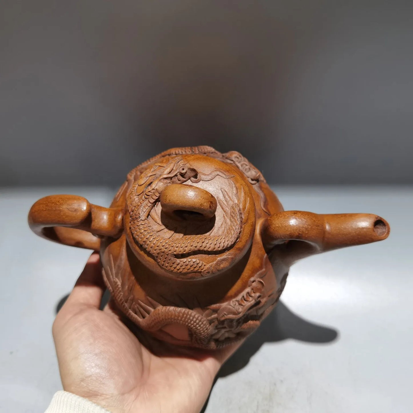 Chinese Yixing Zisha Clay Teapot  Relief Dragon Pot Shi Dabin 450ml