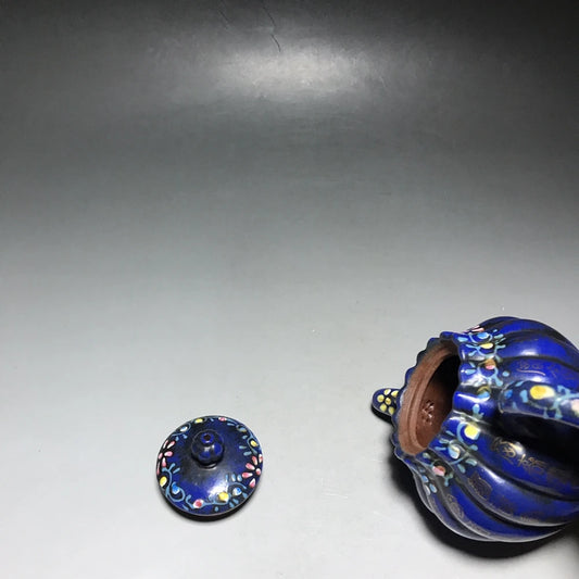 Chinese Yixing Zisha Clay Teapot  Rib pattern enamel Pot as shown 350ml