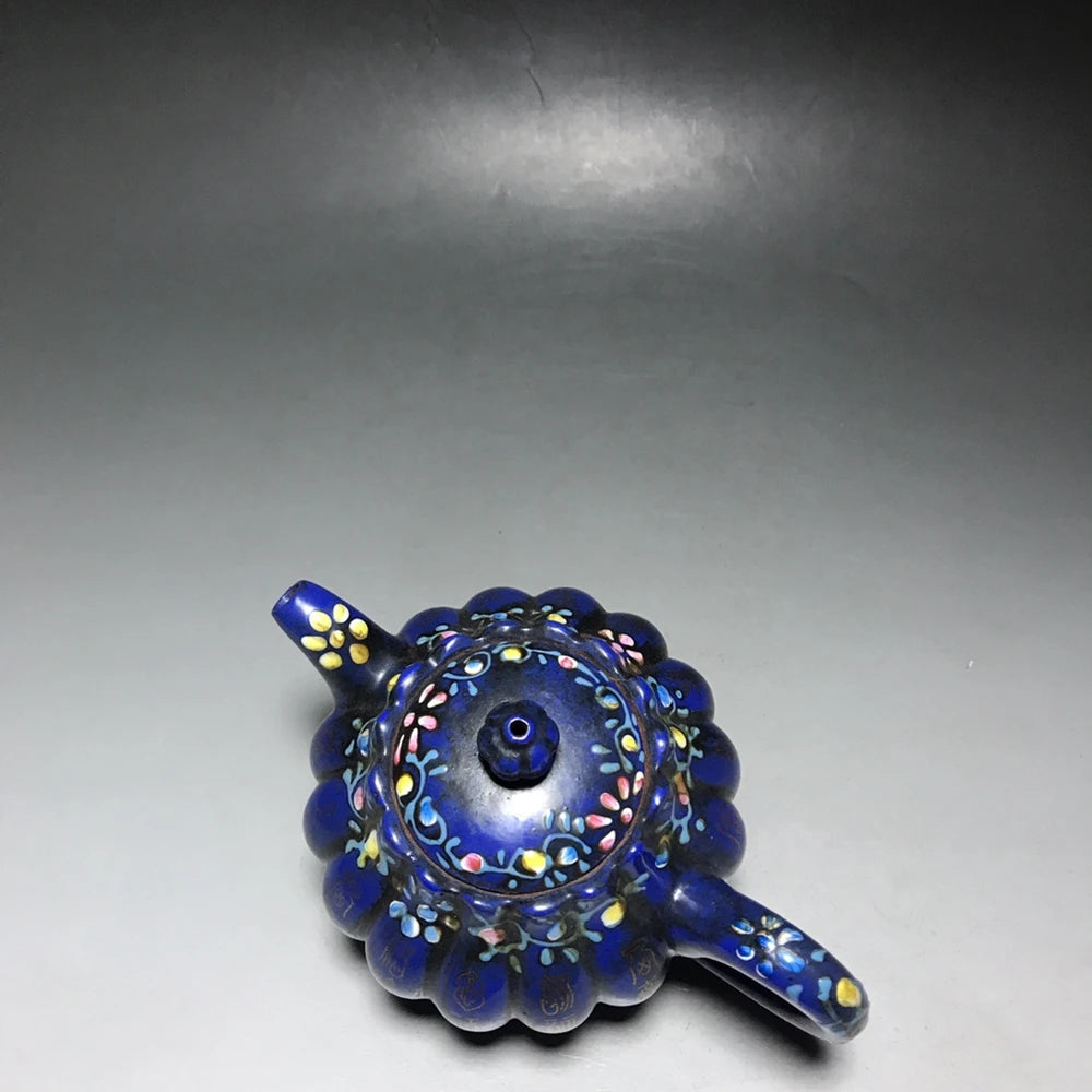 Chinese Yixing Zisha Clay Teapot  Rib pattern enamel Pot as shown 350ml
