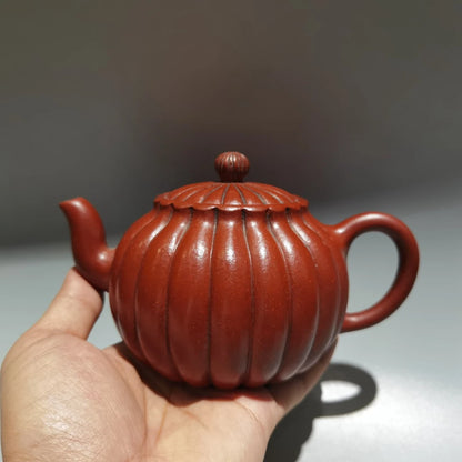 Chinese Yixing Zisha Clay Teapot  Ribbed Pot Gu Jingzhou 320ml