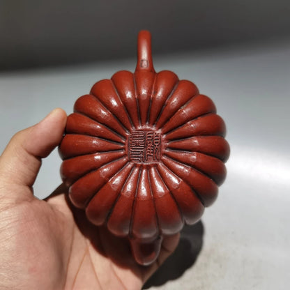 Chinese Yixing Zisha Clay Teapot  Ribbed Pot Gu Jingzhou 320ml