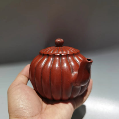 Chinese Yixing Zisha Clay Teapot  Ribbed Pot Gu Jingzhou 320ml