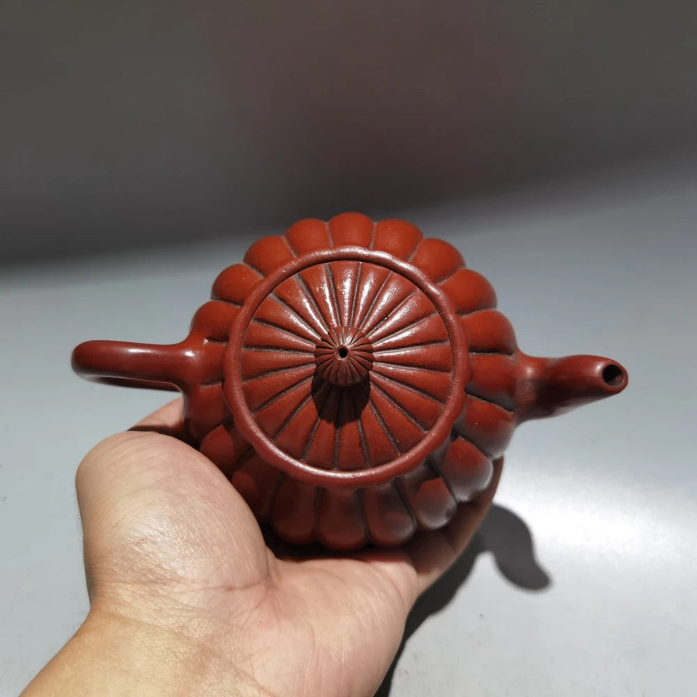 Chinese Yixing Zisha Clay Teapot  Ribbed Pot Gu Jingzhou 320ml