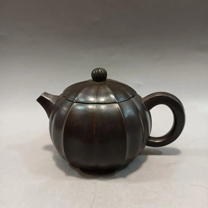 Chinese Yixing Zisha Clay Teapot  Ribbed Western Beauty Pot  Heavy Industry Team 220ml