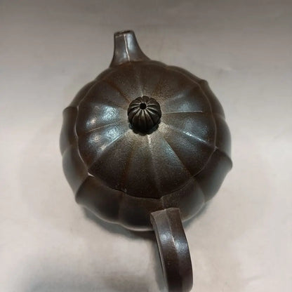 Chinese Yixing Zisha Clay Teapot  Ribbed Western Beauty Pot  Heavy Industry Team 220ml