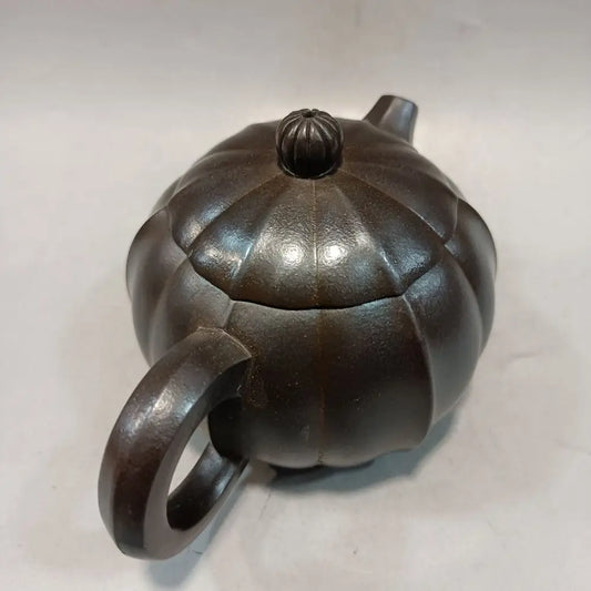 Chinese Yixing Zisha Clay Teapot  Ribbed Western Beauty Pot  Heavy Industry Team 220ml