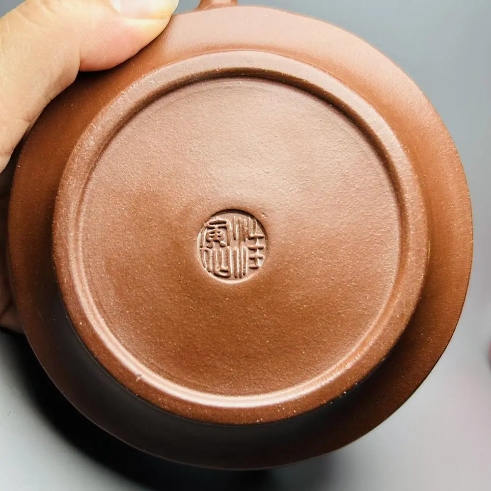 Chinese Yixing Zisha Clay Teapot  Round Bamboo Leaf Pot  Wang Yinxian 350ml