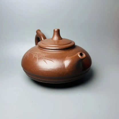 Chinese Yixing Zisha Clay Teapot  Round Bamboo Leaf Pot  Wang Yinxian 350ml