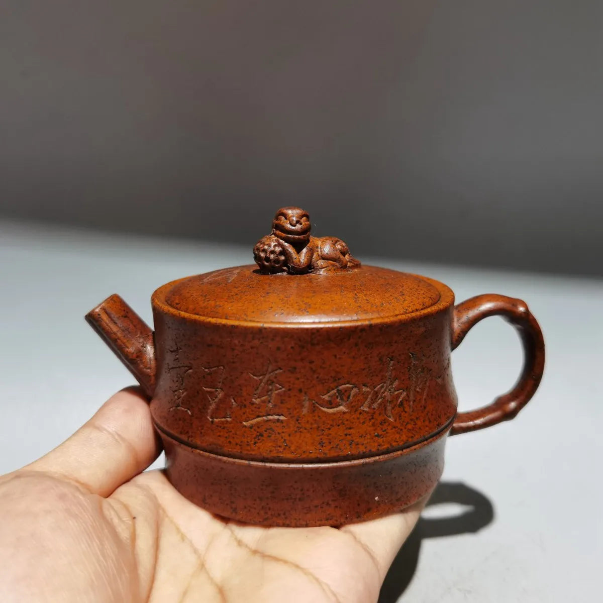 Chinese Yixing Zisha Clay Teapot  Round Drum Pot Gu Jingzhou 220ml