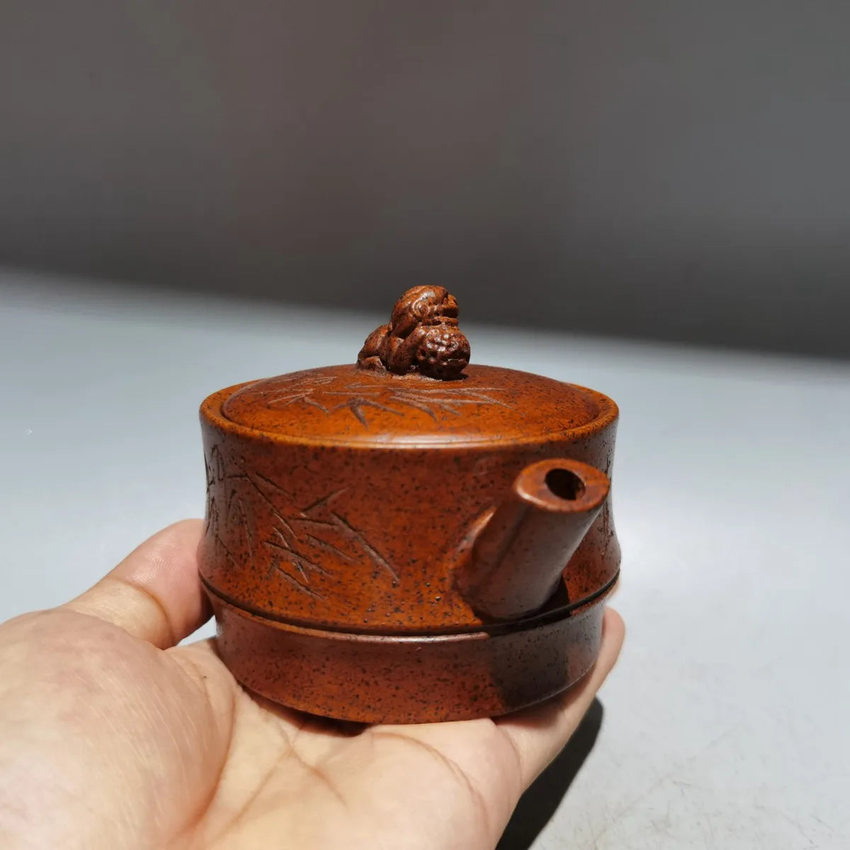 Chinese Yixing Zisha Clay Teapot  Round Drum Pot Gu Jingzhou 220ml