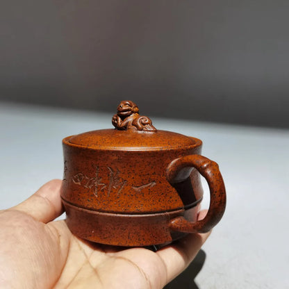 Chinese Yixing Zisha Clay Teapot  Round Drum Pot Gu Jingzhou 220ml