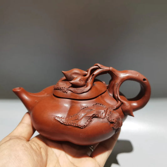 Chinese Yixing Zisha Clay Teapot  Shanghe Peach Pot Jiang Rong Raw ore red mud 380ml
