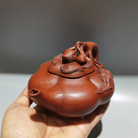 Chinese Yixing Zisha Clay Teapot  Shanghe Peach Pot Jiang Rong Raw ore red mud 380ml
