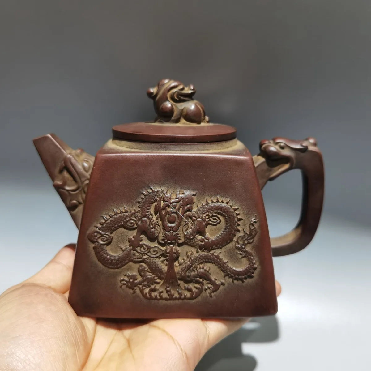 Chinese Yixing Zisha Clay Teapot  Sifang Dragon Pot Shen Junyong 420ml