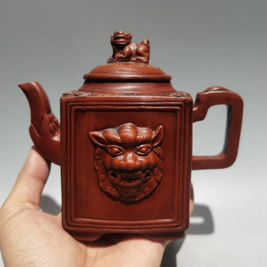 Chinese Yixing Zisha Clay Teapot  Sifang Mud Painting Pot  Chen Xinqing 420ml