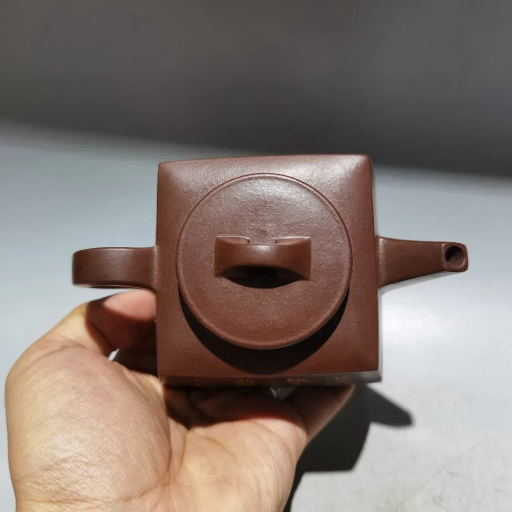 Chinese Yixing Zisha Clay Teapot  Sifang Mud Painting Pot Chu Jianfei 280ml