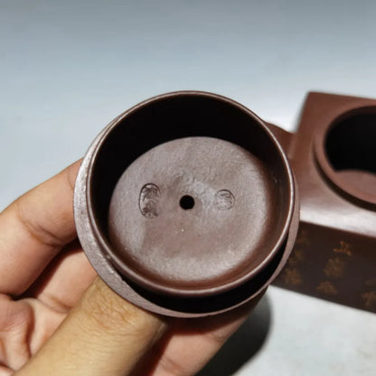 Chinese Yixing Zisha Clay Teapot  Sifang Mud Painting Pot Chu Jianfei 280ml