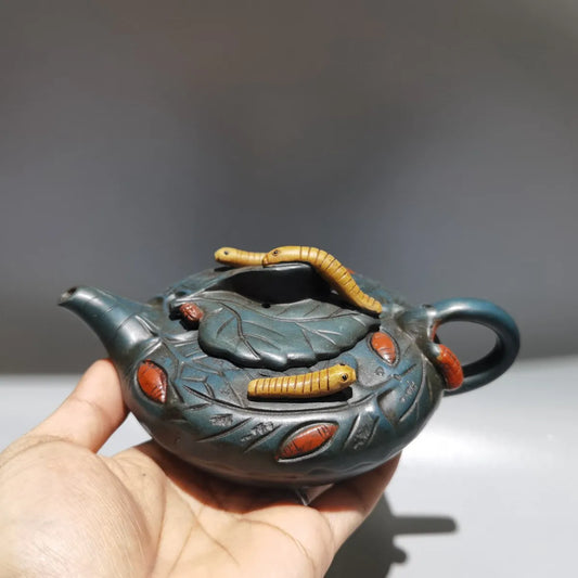 Chinese Yixing Zisha Clay Teapot  Silkworm Pot Wang Yinxian 380ml