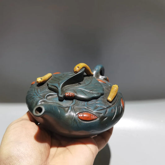 Chinese Yixing Zisha Clay Teapot  Silkworm Pot Wang Yinxian 380ml