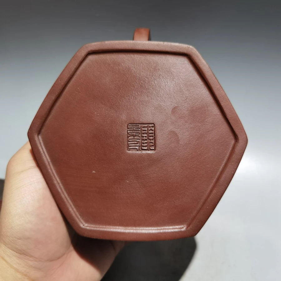 Chinese Yixing Zisha Clay Teapot  Six sided Ximei Pot Gu Jingzhou 340ml