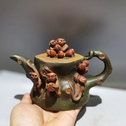 Chinese Yixing Zisha Clay Teapot  Spirit Monkey Tree Stake Pot Chen Mingyuan 320ml