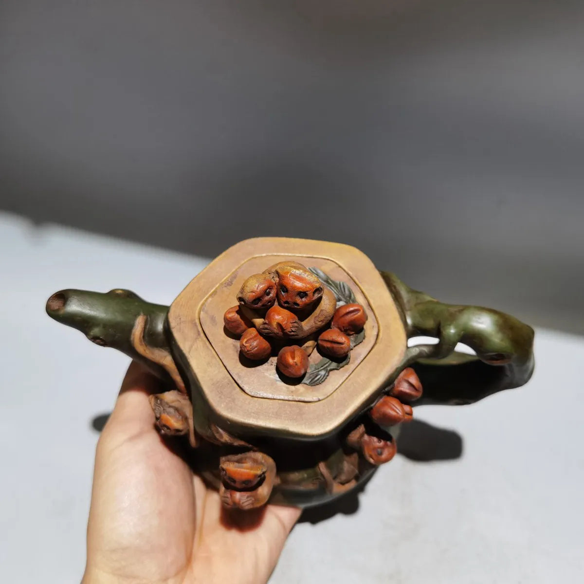 Chinese Yixing Zisha Clay Teapot  Spirit Monkey Tree Stake Pot Chen Mingyuan 320ml
